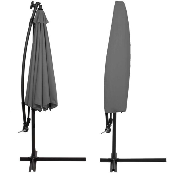 Kerti esernyő oldalkarral, LED világítással, fedéllel, 300cm, szürke - Image 11