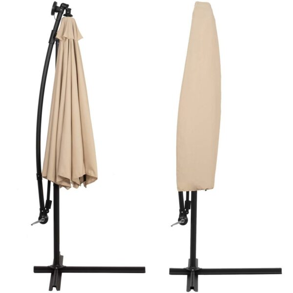 Kerti esernyő oldalkarral, LED világítással, huzattal, 300cm, krém - Image 11