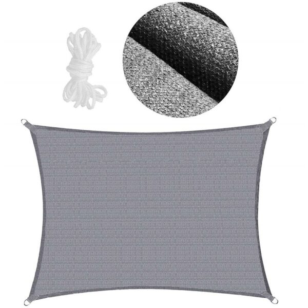Copertina prelata de soare, dreptunghiulara, impermeabila cu protectie UV, 5x4m, gri deschis - Image 10