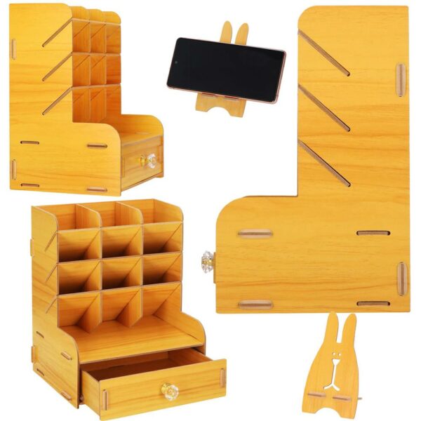 Organizator pentru birou, din lemn, cu 10 compartimente si sertar - Image 9