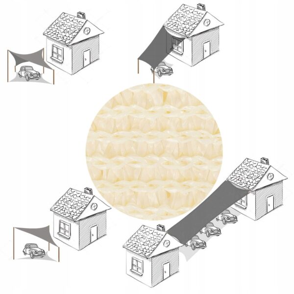Copertina prelata de soare, dreptunghiulara, impermeabila cu protectie UV, 4x3m, crem - Image 9