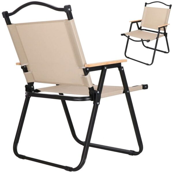 Összecsukható fémszék kertbe, kempingbe vagy strandra, 78x53x60cm, bézs - Image 11