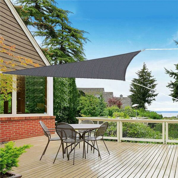 Copertina prelata de soare, triunghiulara, impermeabila cu protectie UV, 5x5x7m, gri - Image 11