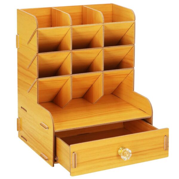 Organizator pentru birou, din lemn, cu 10 compartimente si sertar - Image 10