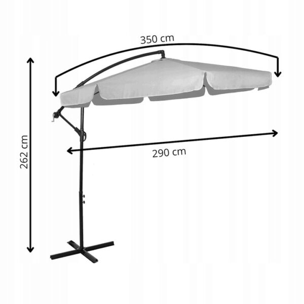 Kerti esernyő oldalkarral, huzattal, 300cm, világosszürke - Image 13
