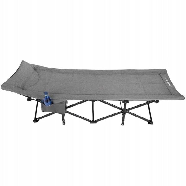Pat pliant pentru camping, cu saltea si perna, structura metalica, 190x70x37cm, gri - Image 15