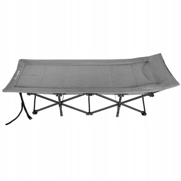 Pat pliant pentru camping, cu saltea si perna, structura metalica, 190x70x37cm, gri - Image 13