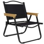 Scaun metalic plabil pentru gradina, camping sau plaja, 50x53x61cm, negru