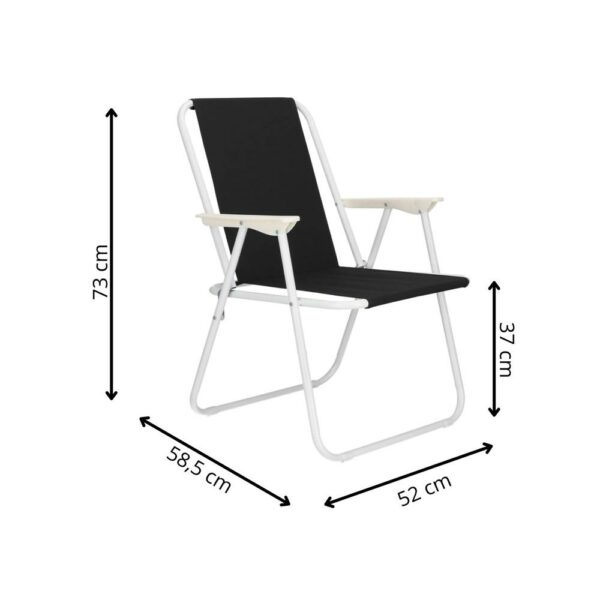 Scaun de plaja Sersimo, pliabil, 100kg, 52x73cm, negru alb - Image 14