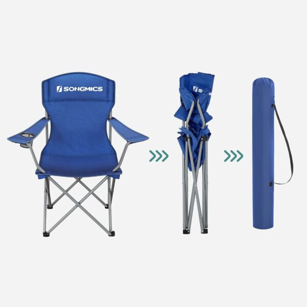 SONGMICS Set 2 scaune pliabile de camping sau pescuit, suport pahar, maxim 150kg, albastru - Image 14