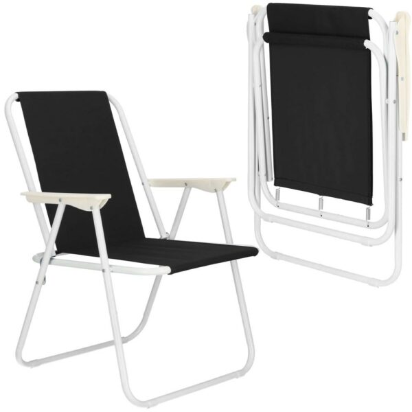 Scaun de plaja Sersimo, pliabil, 100kg, 52x73cm, negru alb - Image 15