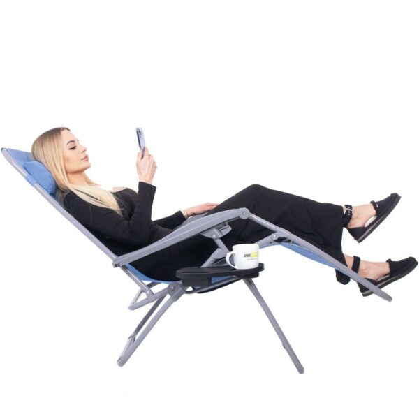 Strand vagy kerti összecsukható szék, Siesta, nulla gravitáció, fejtámlával, kék - Image 17