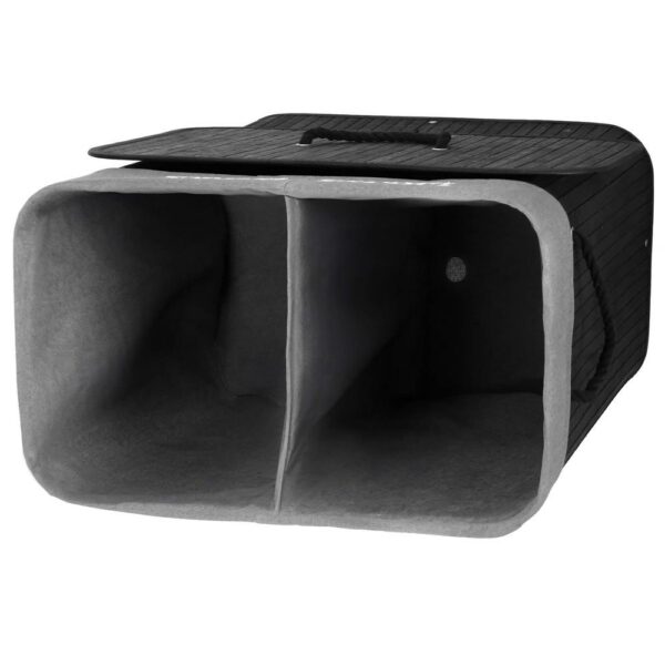 Cos de rufe din bambus cu capac, 2 compartimente, sac detasabil, volum 100L, 54x34x60cm, negru - Image 16