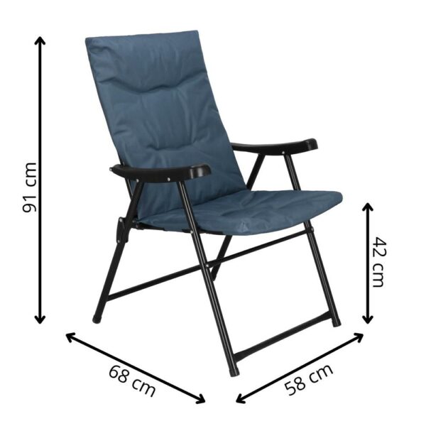 Scaun pliabil pentru terasa sau camping, sezut si spatar cu burete, maxim 120kg, albastru - Image 17