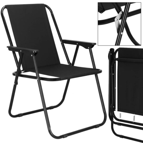 Scaun de plaja Sersimo, pliabil, 100kg, 52x73cm, negru - Image 17