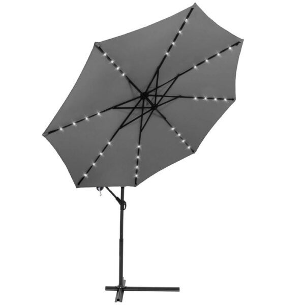 Kerti esernyő oldalkarral, LED világítással, fedéllel, 300cm, szürke - Image 17