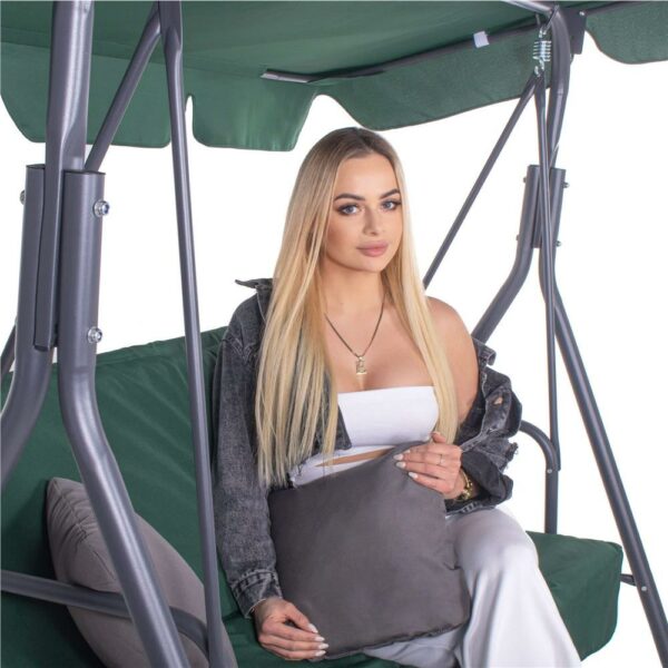 Sersimo Luna ringató bölcső párnákkal teraszra vagy kertre, 3 ülés, 220 kg, zöld - Image 16
