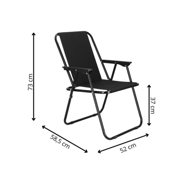 Scaun de plaja Sersimo, pliabil, 100kg, 52x73cm, negru - Image 18