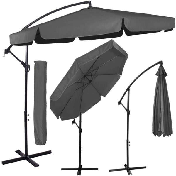 Kerti esernyő oldalkarral, huzattal, 300cm, szürke - Image 18