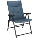 Összecsukható szék teraszra vagy kempingezéshez, párnázott ülőfelülettel és háttámlával, teherbírása 120 kg, kék
