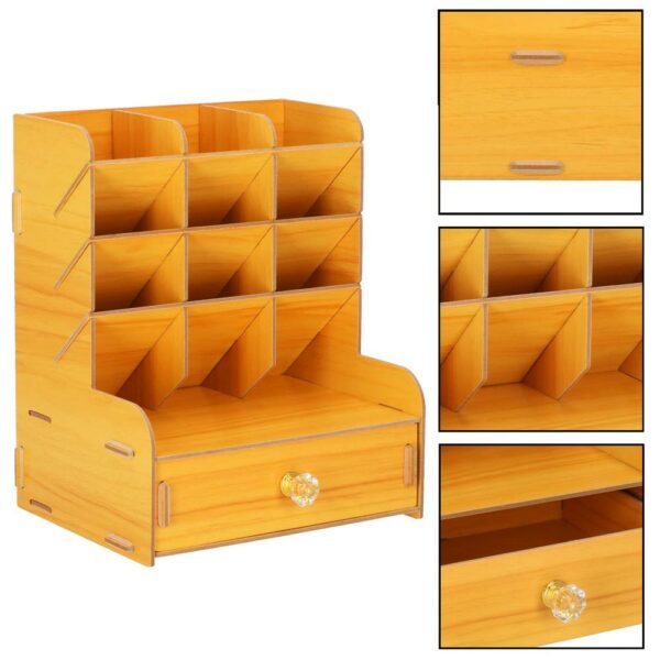 Organizator pentru birou, din lemn, cu 10 compartimente si sertar - Image 17