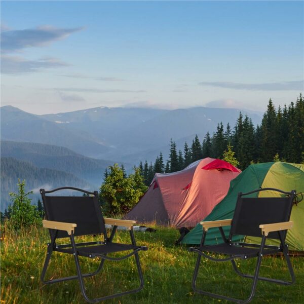 Scaun metalic plabil pentru gradina, camping sau plaja, 50x53x61cm, negru - Image 15