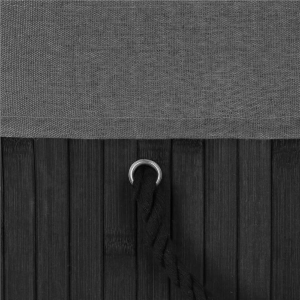 Cos de rufe din bambus cu capac, 2 compartimente, sac detasabil, volum 100L, 54x34x60cm, negru - Image 19
