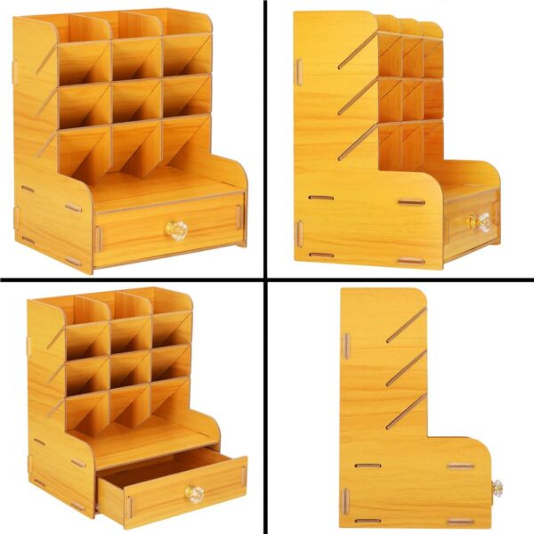 Organizator pentru birou, din lemn, cu 10 compartimente si sertar - Image 18