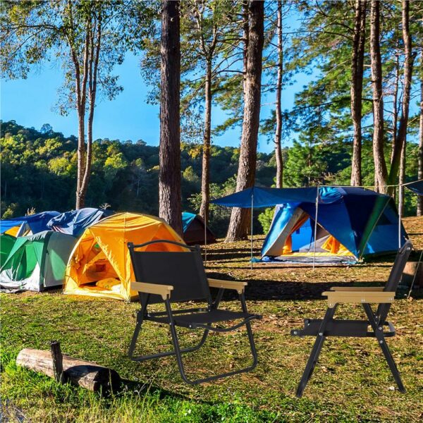 Scaun metalic plabil pentru gradina, camping sau plaja, 50x53x61cm, negru - Image 16