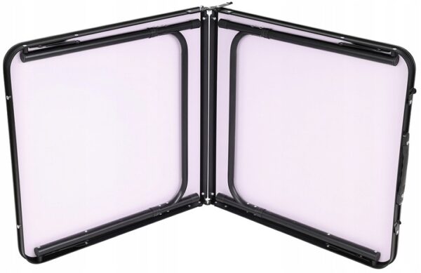 Masa camping pliabila cu cadru din aluminiu, blat MDF, 120x60cm, inaltime reglabila, maro - Image 2
