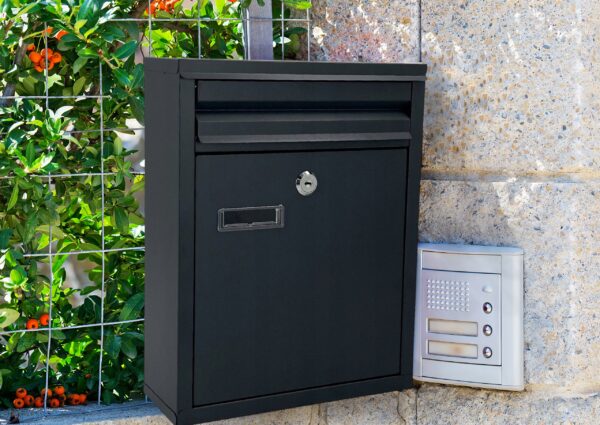 Cutie postala de exterior, pentru gard sau perete, din otel zincat, cu incuietoare, 32x8x25cm, gri inchis - Image 3