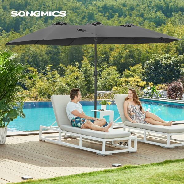 SONGMICS Umbrela de gradina dubla, cu manivela, 460 x 270 cm, gri - Image 2