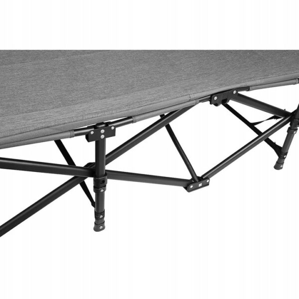 Pat pliant pentru camping, cu saltea si perna, structura metalica, 190x70x37cm, gri - Image 3