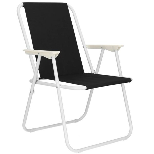 Scaun de plaja Sersimo, pliabil, 100kg, 52x73cm, negru alb