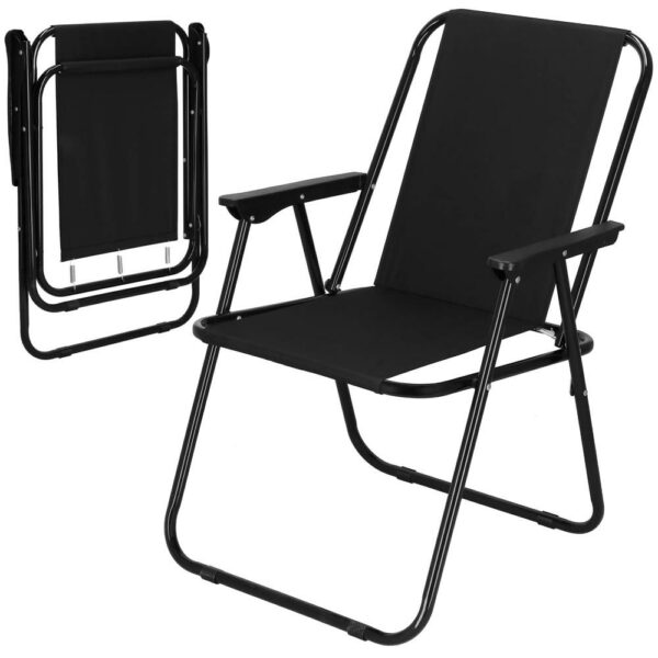 Scaun de plaja Sersimo, pliabil, 100kg, 52x73cm, negru - Image 3