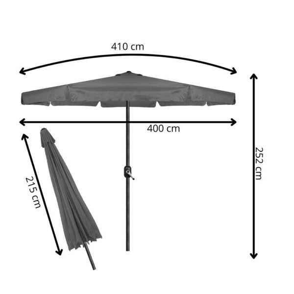 Umbrela terasa gradina, cu manivela, diametru 400cm, Gri - Image 3