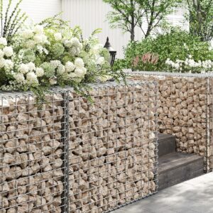 SONGMICS Cos de gabioane pentru pietre, otel galvanizat, 100x90x30cm, argintiu