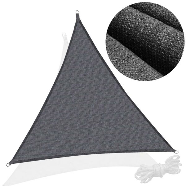Copertina prelata de soare, triunghiulara, impermeabila cu protectie UV, 5x5x7m, gri - Image 3