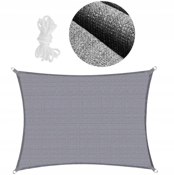 Copertina prelata de soare, dreptunghiulara, impermeabila cu protectie UV, 4x2m, gri deschis - Image 2