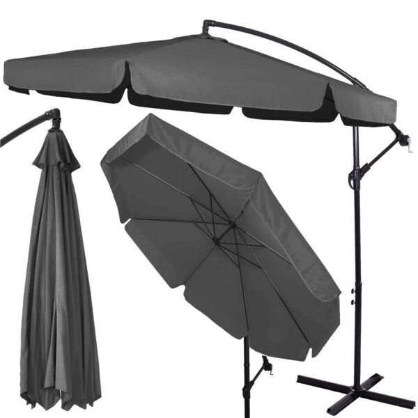 Kerti esernyő oldalkarral, huzattal, 300cm, szürke - Image 20