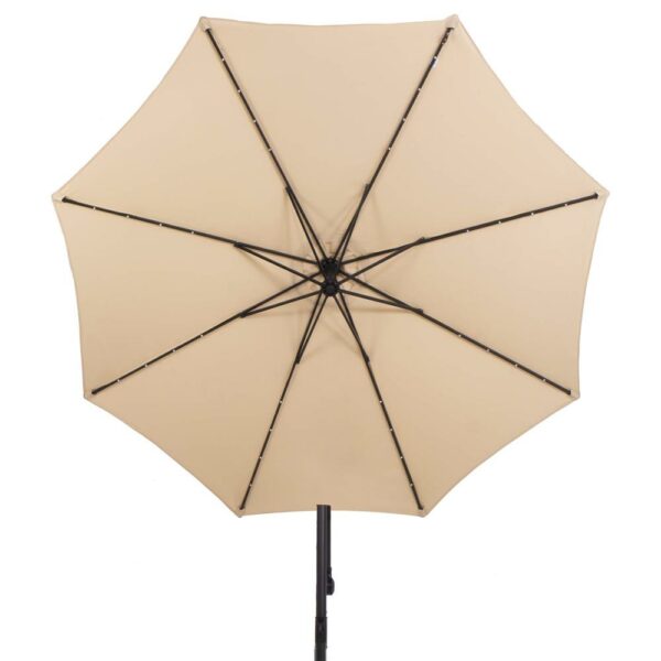 Kerti esernyő oldalkarral, LED világítással, huzattal, 300cm, krém - Image 19