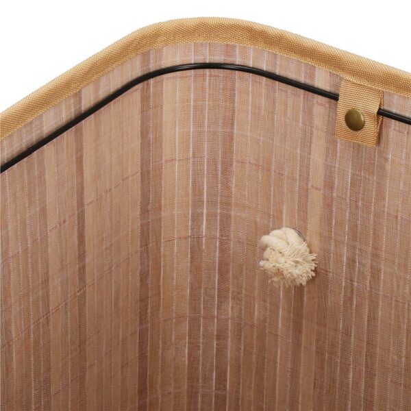 Cos de rufe din bambus cu capac, 2 compartimente, sac detasabil, volum 100L, 53x32x62cm, maro - Image 20
