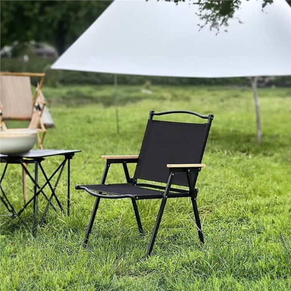 Scaun metalic plabil pentru gradina, camping sau plaja, 50x53x61cm, negru - Image 17