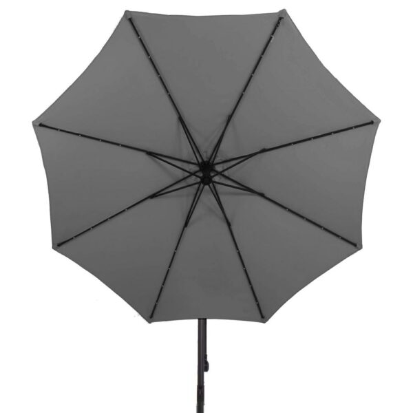 Kerti esernyő oldalkarral, LED világítással, fedéllel, 300cm, szürke - Image 20