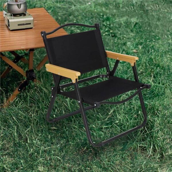 Scaun metalic plabil pentru gradina, camping sau plaja, 50x53x61cm, negru - Image 18