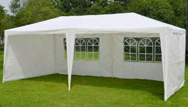 Cort pavilion 6x3m pentru gradina sau evenimente, cu 6 pereti laterali, alb - Image 10