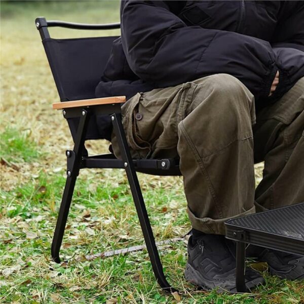 Scaun metalic plabil pentru gradina, camping sau plaja, 50x53x61cm, negru - Image 19