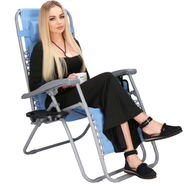Strand vagy kerti összecsukható szék, Siesta, nulla gravitáció, fejtámlával, kék - Image 22