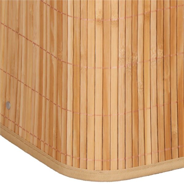 Cos de rufe din bambus cu capac, 2 compartimente, sac detasabil, volum 100L, 53x32x62cm, maro - Image 23