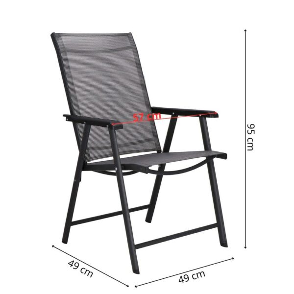 Fém kerti szék, összecsukható, 95x57x66cm, maximum 150kg, szürke - Image 23